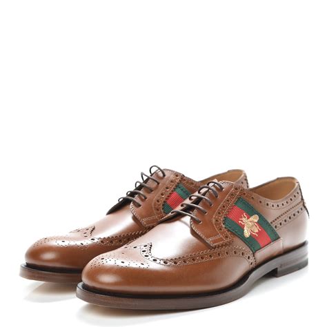 gucci calfskin mens web bee brogue lace-up oxfords|Dress Shoes for Men .